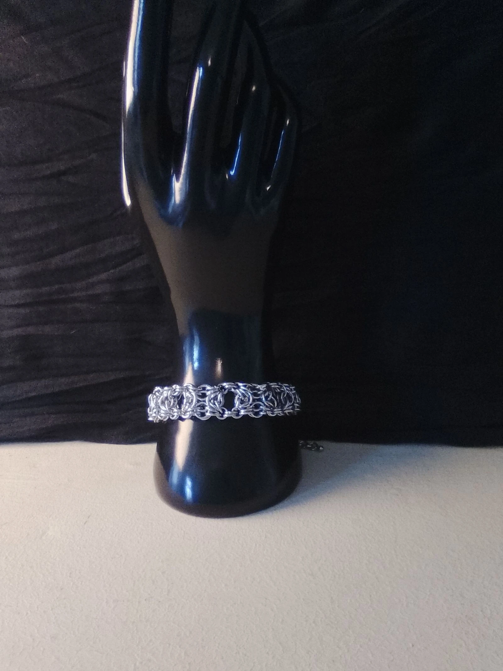 Unisex Byzantine Chainmail Cuff Bracelet "diamond" – photo 3
